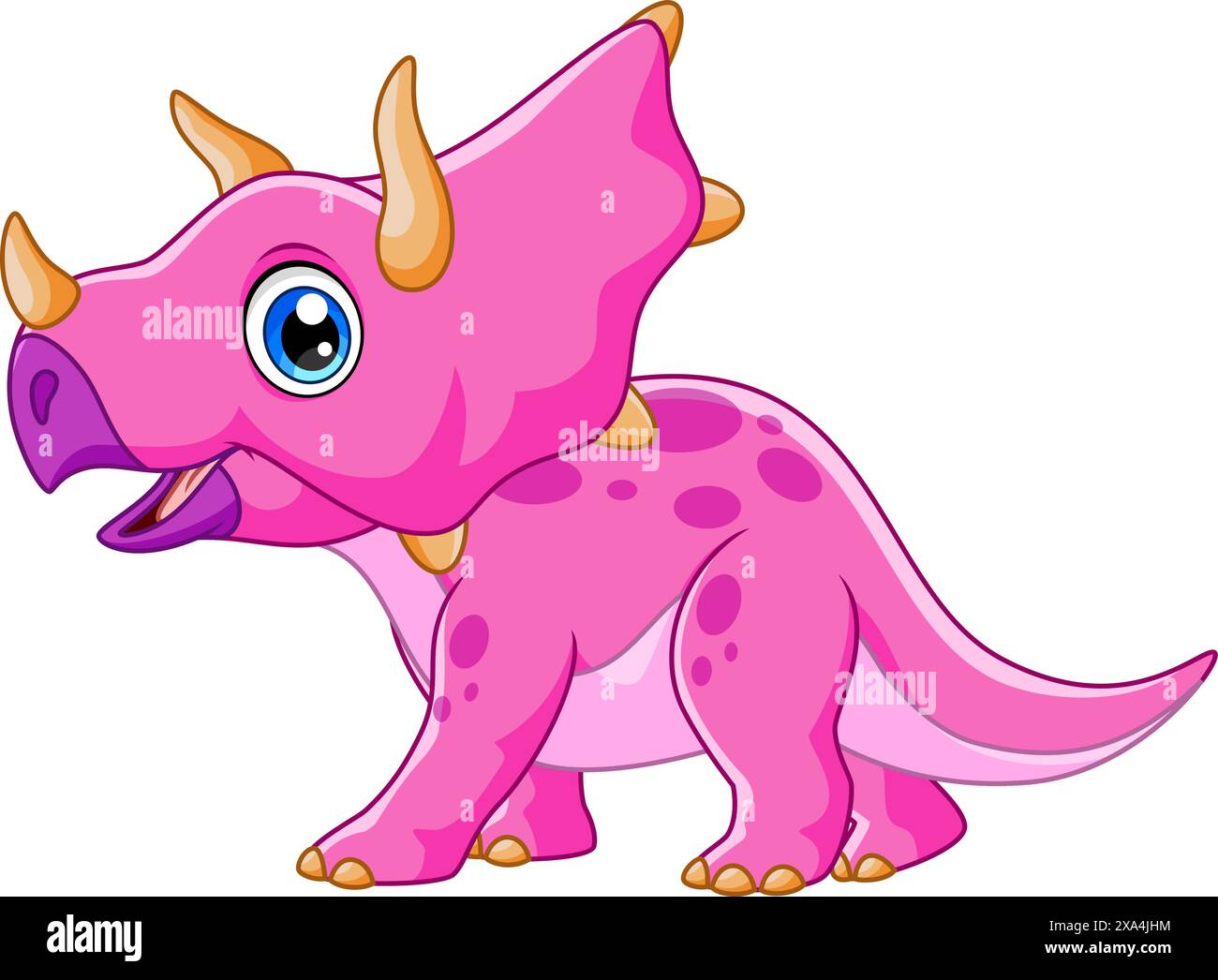Niedliche triceratops Karikaturvektor-Illustration auf weißem Hintergrund Stock Vektor