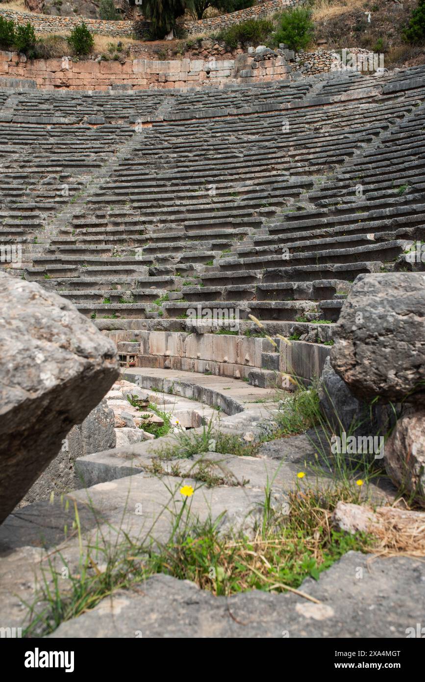 Das Theater in Delphi, Detail, Griechenland Stockfoto