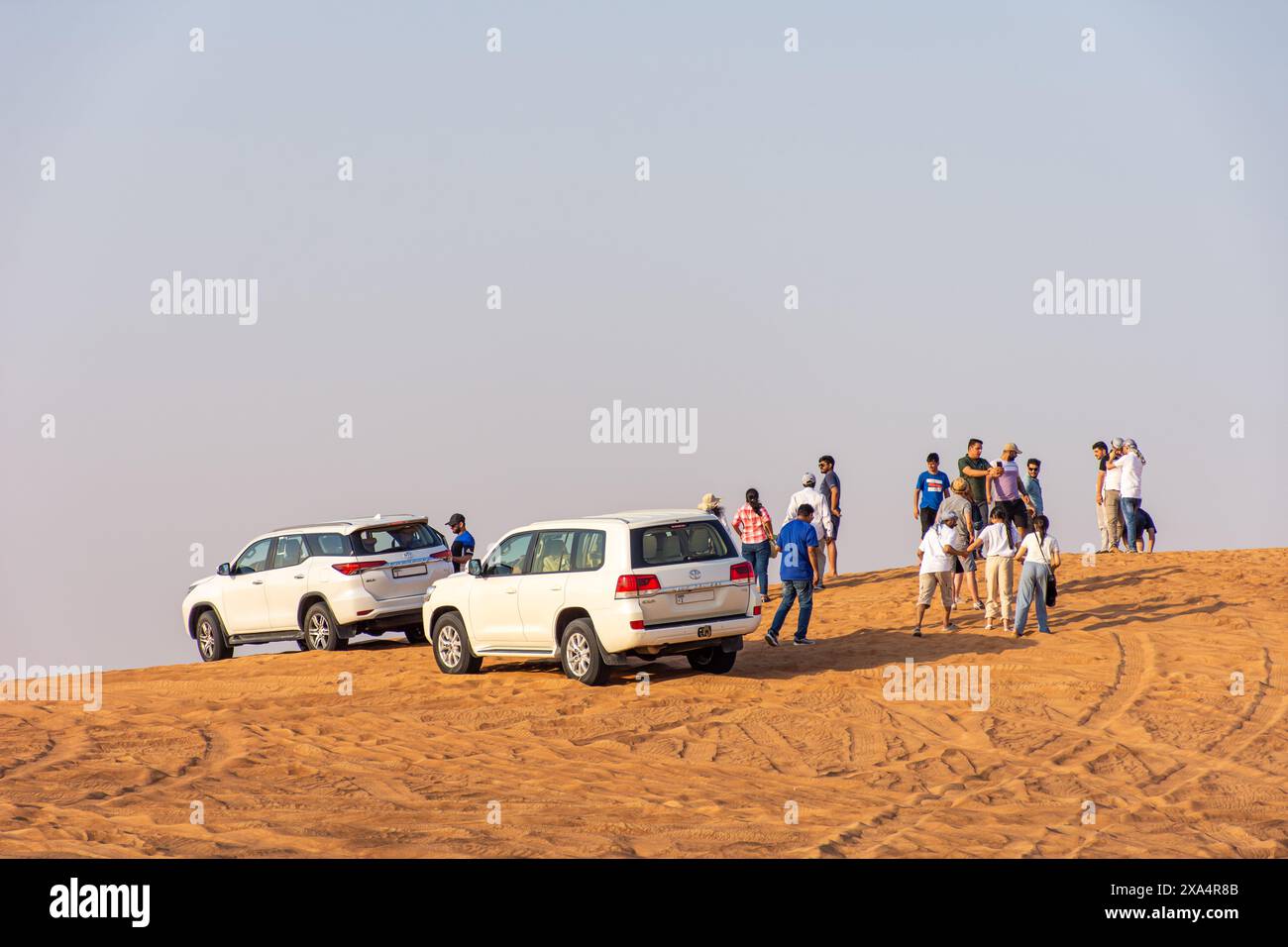 Dünen-Bashing, Wüstensafari in Dubai. Stockfoto