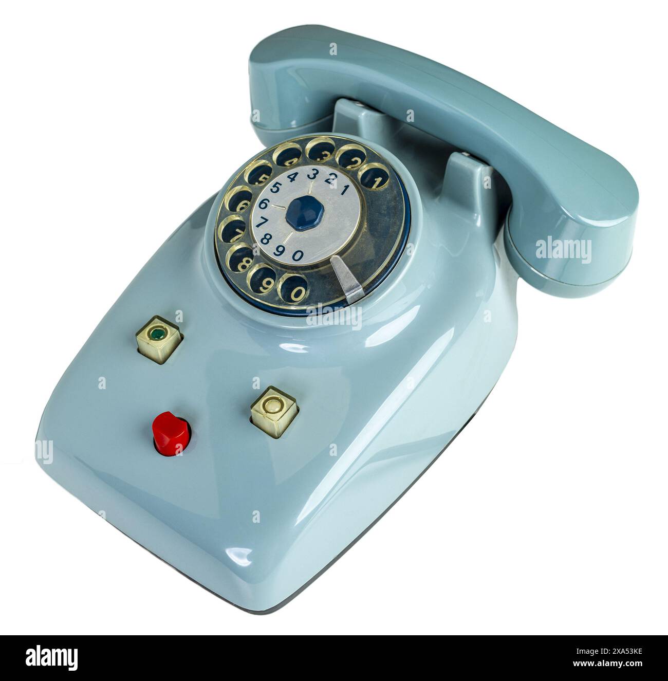 Vintage Drehtelefon, Nostalgie isolierter transparenter Hintergrund Stockfoto