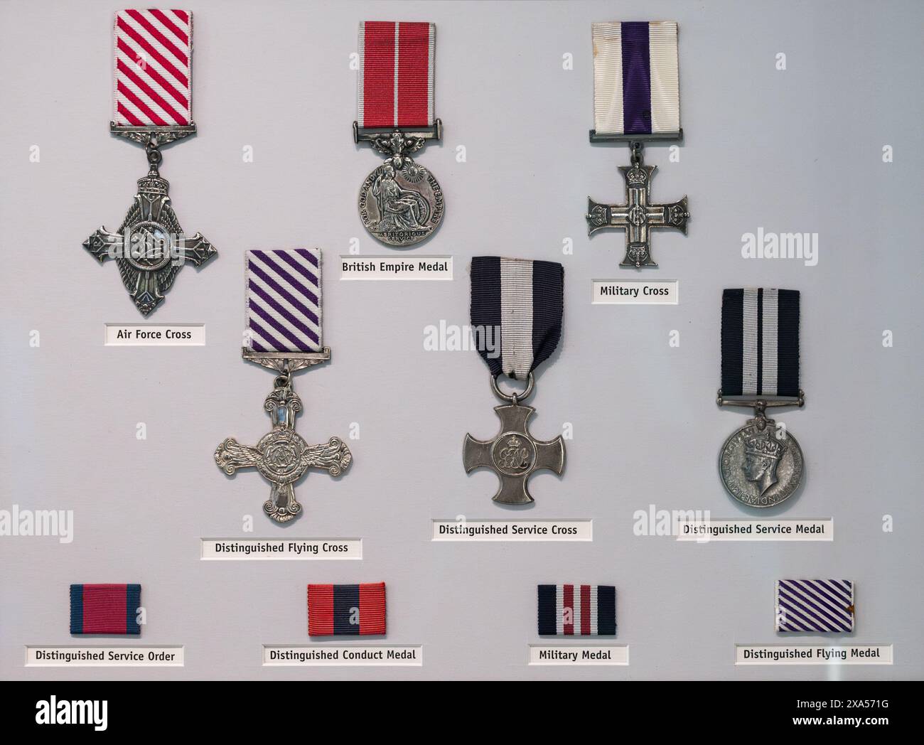 Details der Medaillen und Abzeichen der British Gallantry Awards Stockfoto