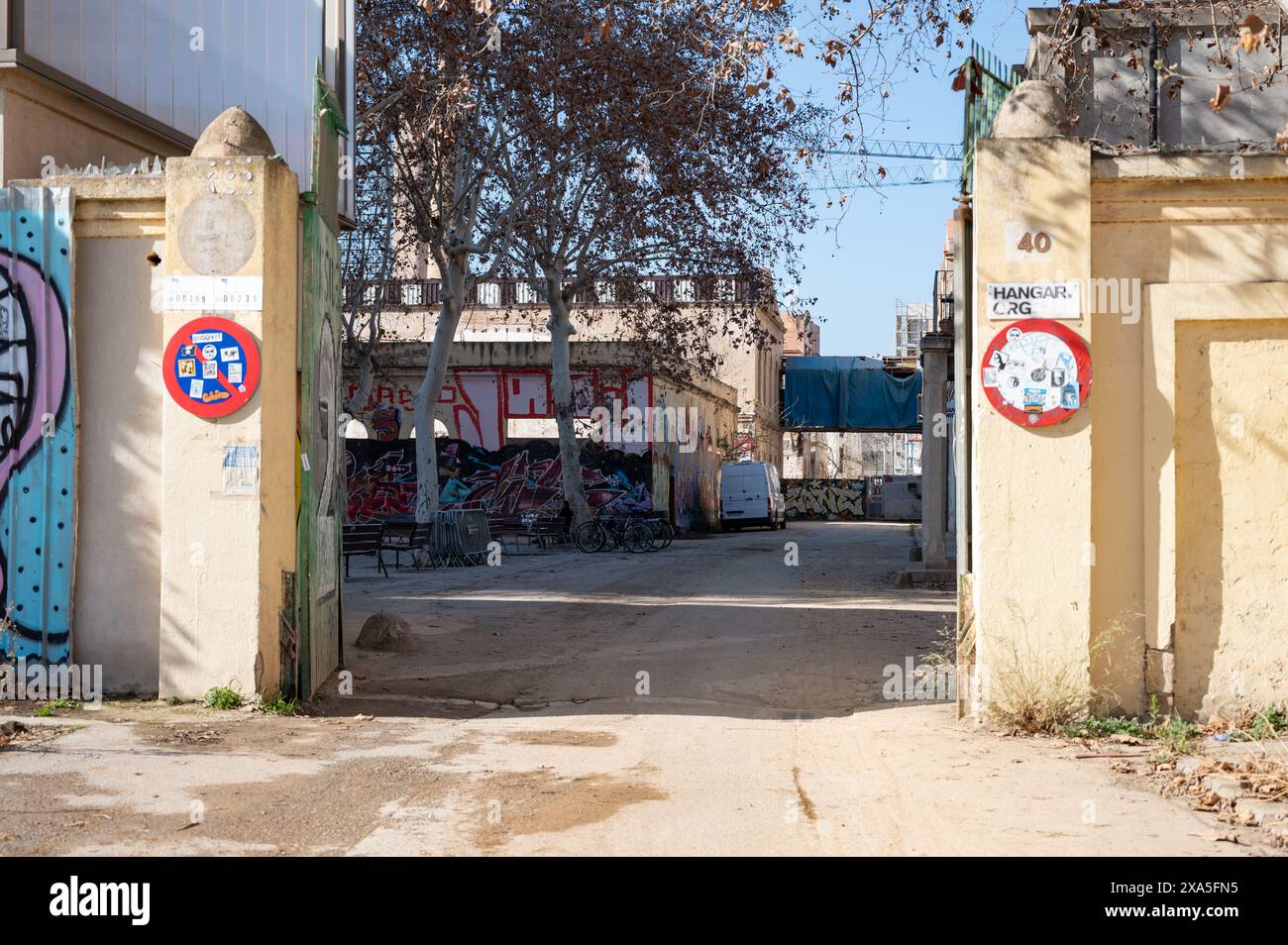 Das Kulturzentrum Hangar.org eines Produktions- und Forschungszentrums für bildende Künste in Barcelona Stockfoto