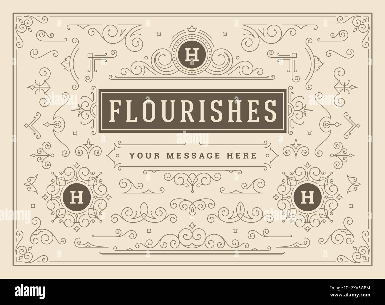 Vintage Ornamente Wirbel und Scrolldekorationen Design Elemente Vektor Set. Blüht kalligraphische Kombinationen für Retro-Design, Grußkarten, ce auf Stock Vektor