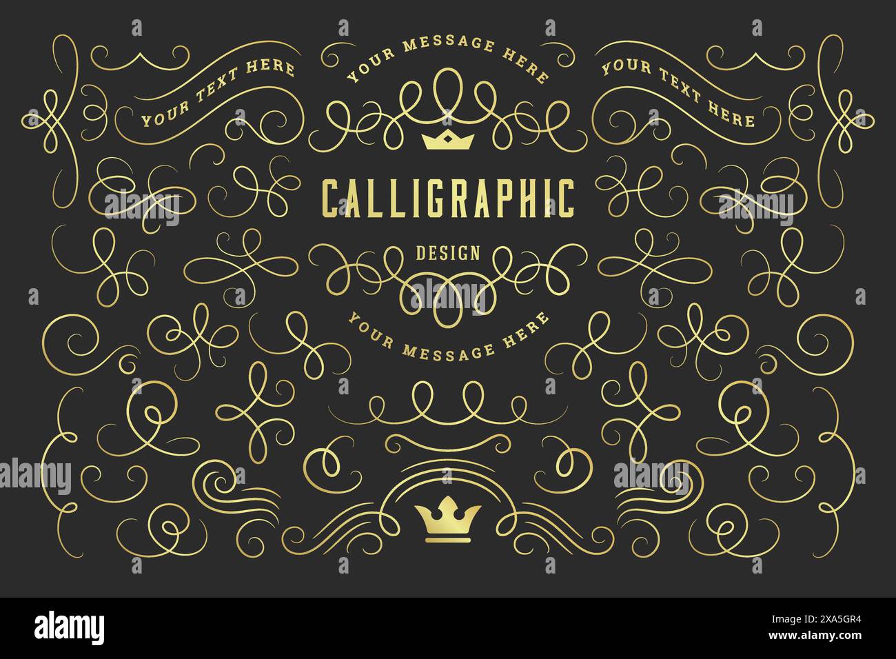 Kalligraphische Designelemente Vintage-Ornamente Wirbel und Rollen verzierte Dekorationen Vektor-Designelemente Stock Vektor