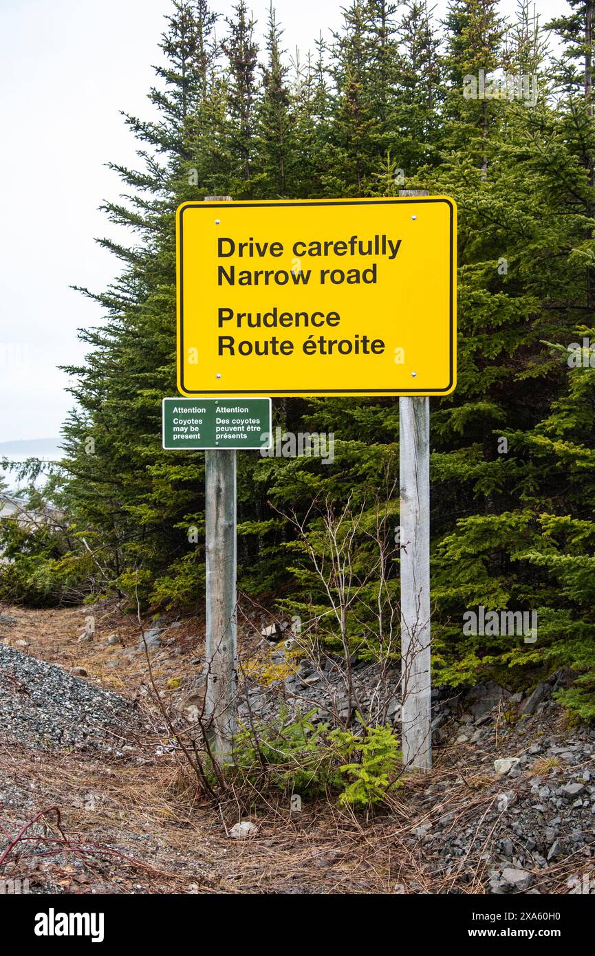 Warnschild in Louisbourg, Nova Scotia, Kanada Stockfoto