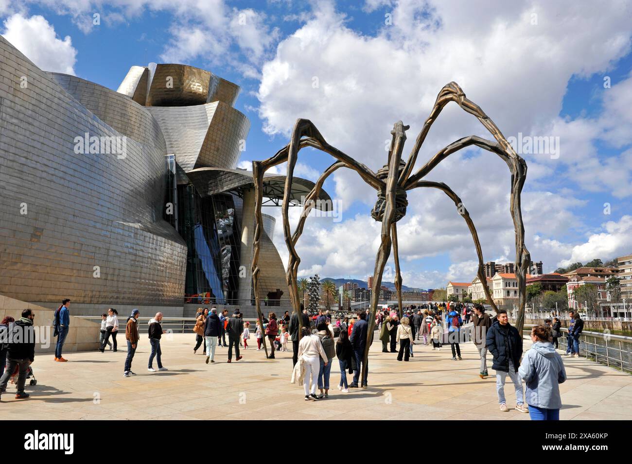 Kunst, Neon, Menschen, Gugenheim Bilbao, Museum, Architektur, Tourismus, Attraktion, Bilbao, Spanien, Europa Stockfoto