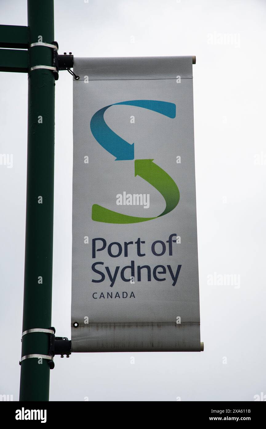 Hafen von Sydney Banner in Sydney, Nova Scotia, Kanada Stockfoto