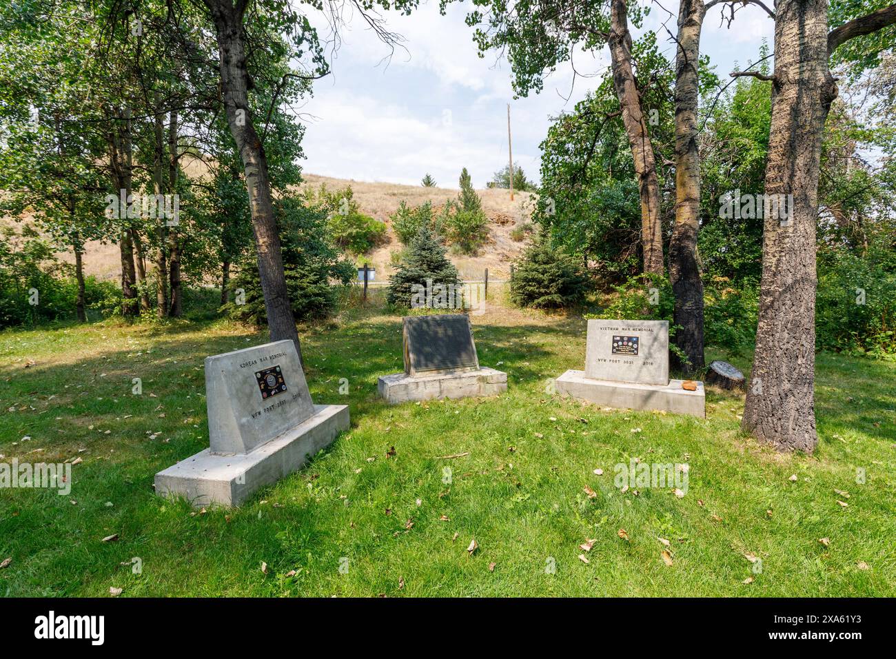 Kriegsdenkmäler für Korea-, Secong World- und Vietnam-Kriege, Pony Geisterstadt, Montana, USA Stockfoto