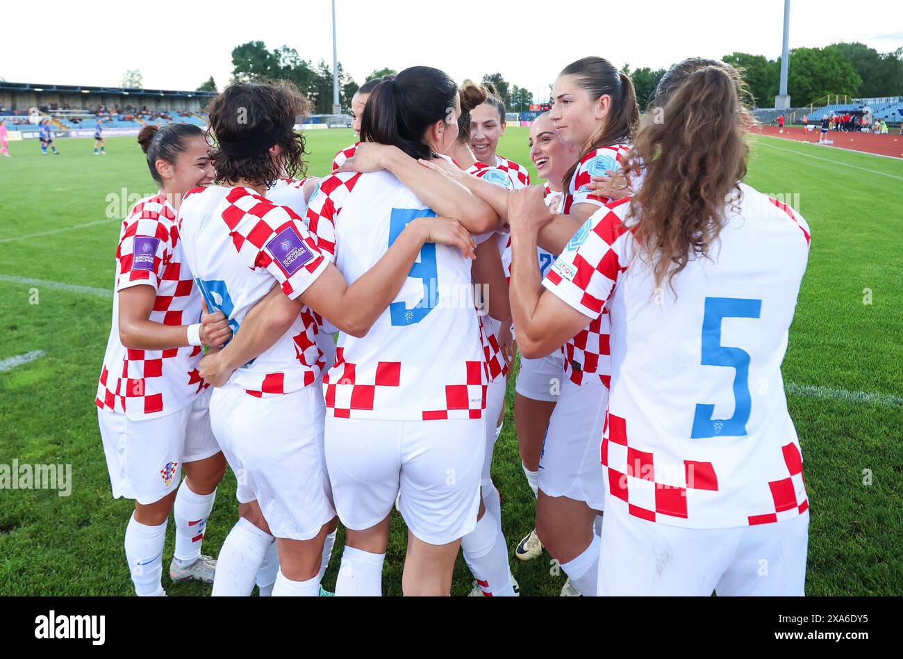 Karlovac, Kroatien. Juni 2024. Qualifikation für die Fußball-Europameisterschaft der Frauen 2025, Liga B, Gruppe 4, Kroatien - Kosovo, im Stadion Branko Cavlovic-Cavlek in Karlovac, Kroatien, am 04. Juni 2024. Foto: Sanjin Strukic/PIXSELL Credit: Pixsell/Alamy Live News Stockfoto