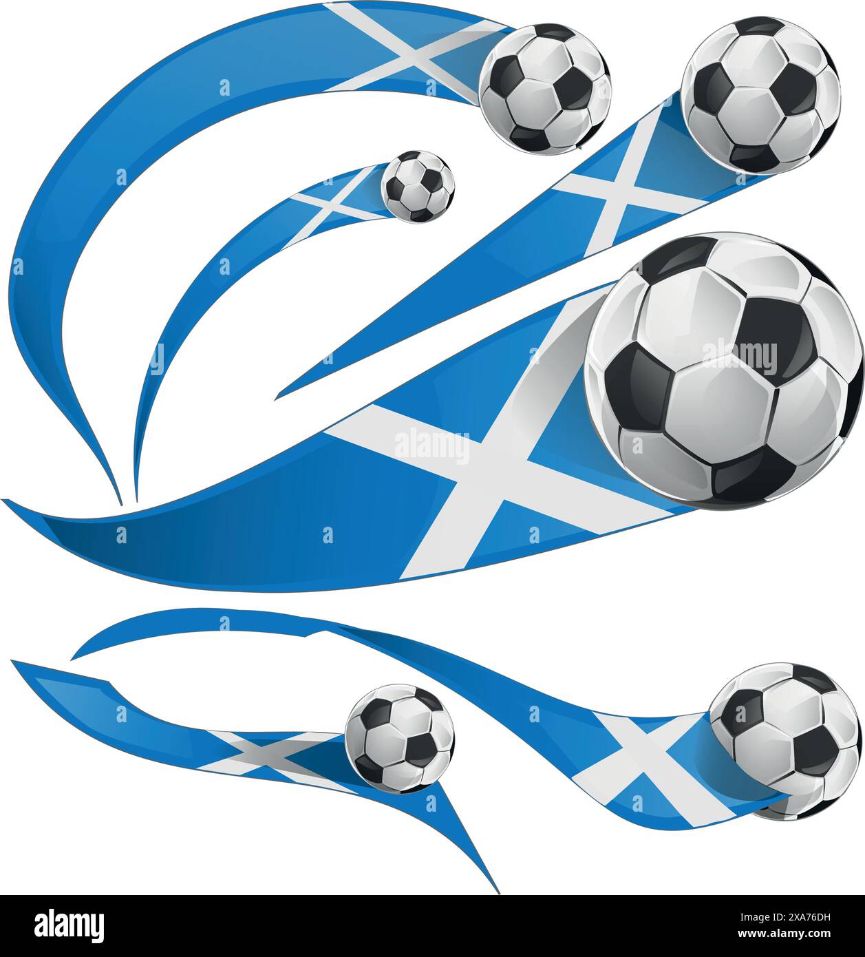 Schottland Flaggenset mit Fußball-Set-Symbol. Vektorabbildung Stock Vektor