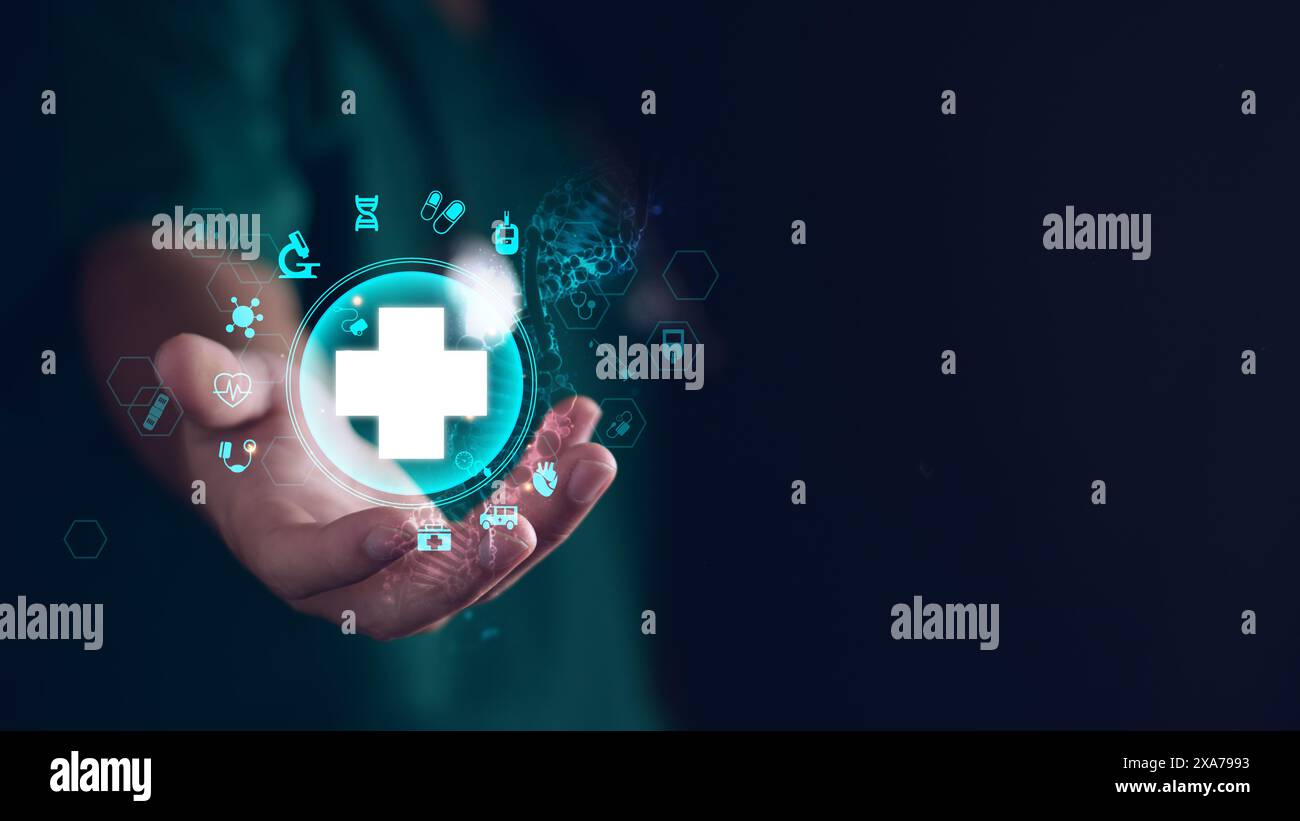 Digital Healthcare, Doctor and UI icon Medical on Network, Science and Medical Service Technology revolutionierte das Gesundheitswesen und bietet schnell und einfach Stockfoto Digital Healthcare, Doctor and UI icon Medical on Network, Science and Medical Service Technology revolutionierte das Gesundheitswesen und bietet schnell und einfach Stockfoto