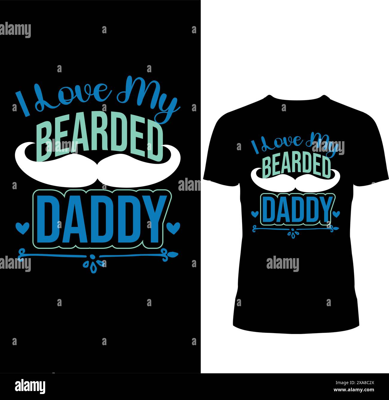 I love my Bearded Daddy's Day T-Shirt Design Stock Vektor