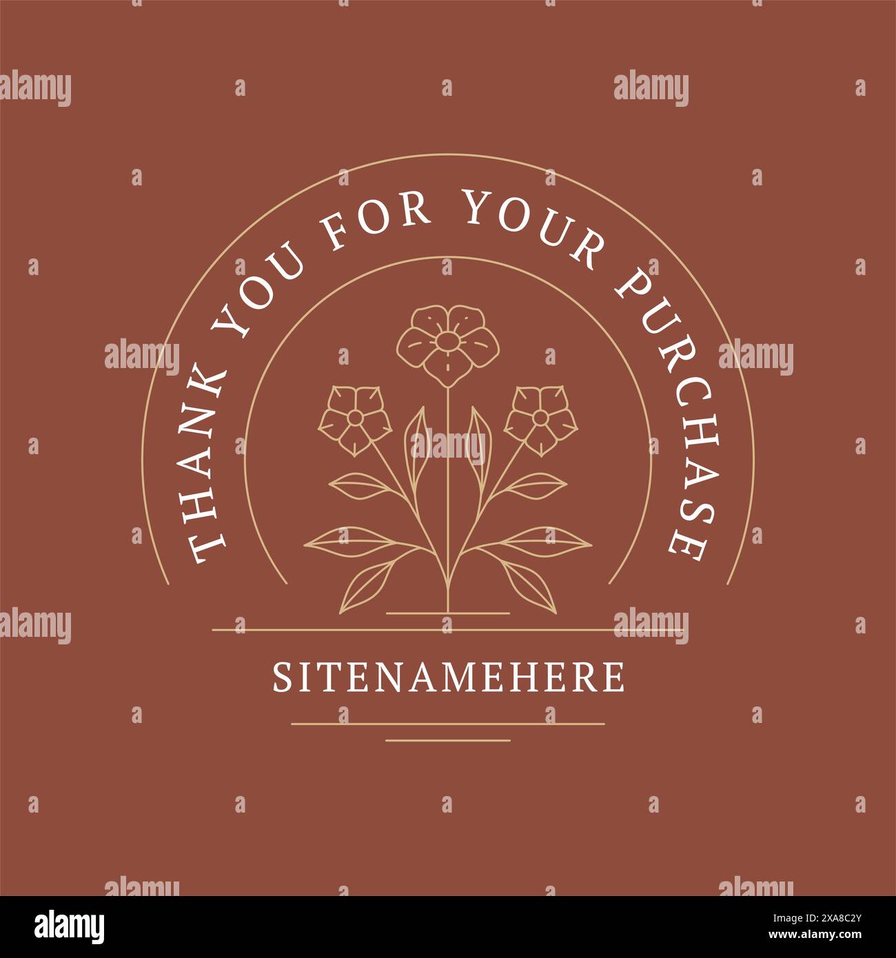 Vielen Dank für Bestellung Kauf Social Media Post Line Frühling Blumenstrauß Vintage Design Vorlage Vektor Illustration. Thanksgiving Blumenblüte Stock Vektor