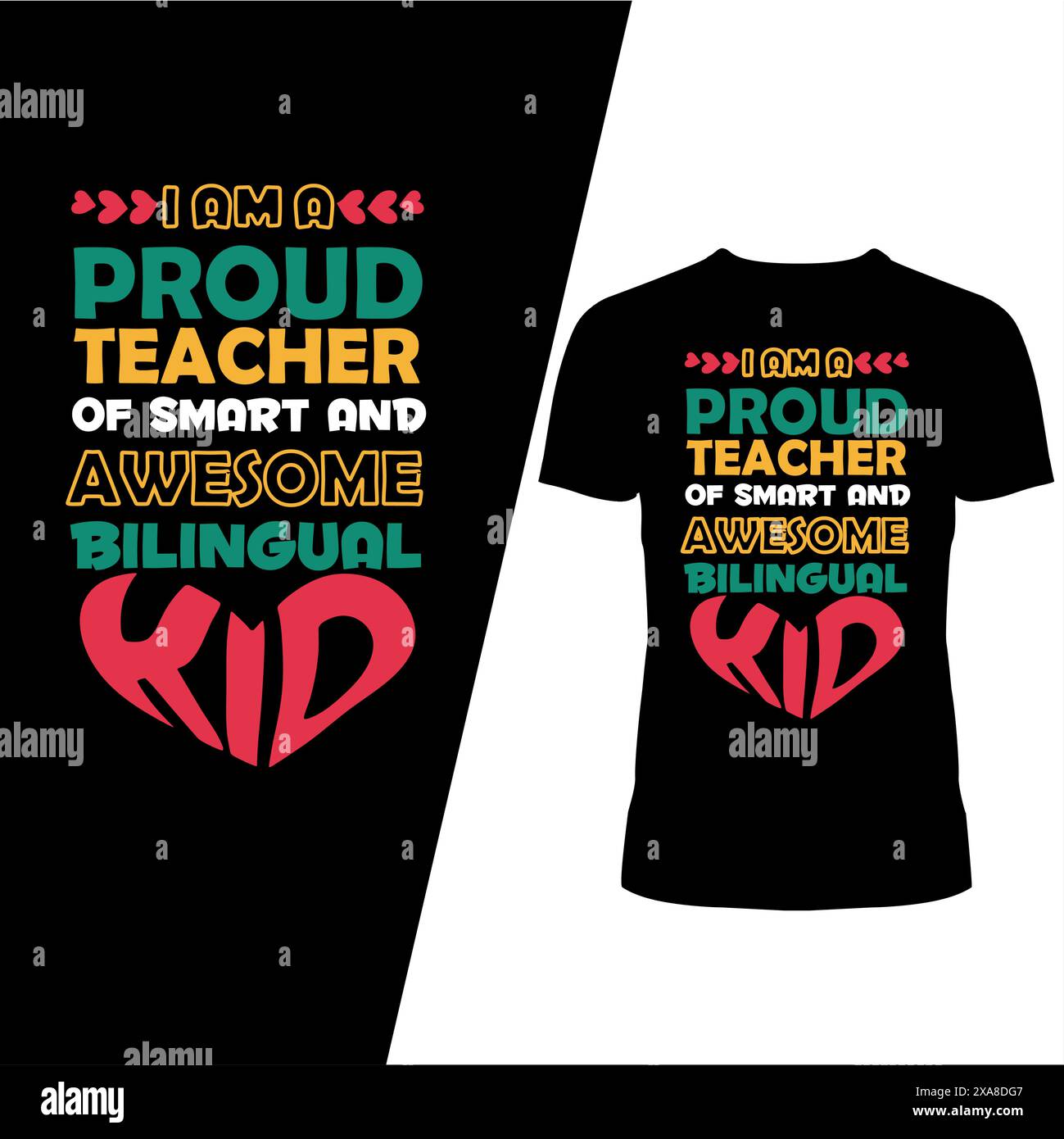 Ich bin ein stolzer Lehrer für intelligentes und fantastisches zweisprachiges Kinder-T-Shirt-Design Stock Vektor