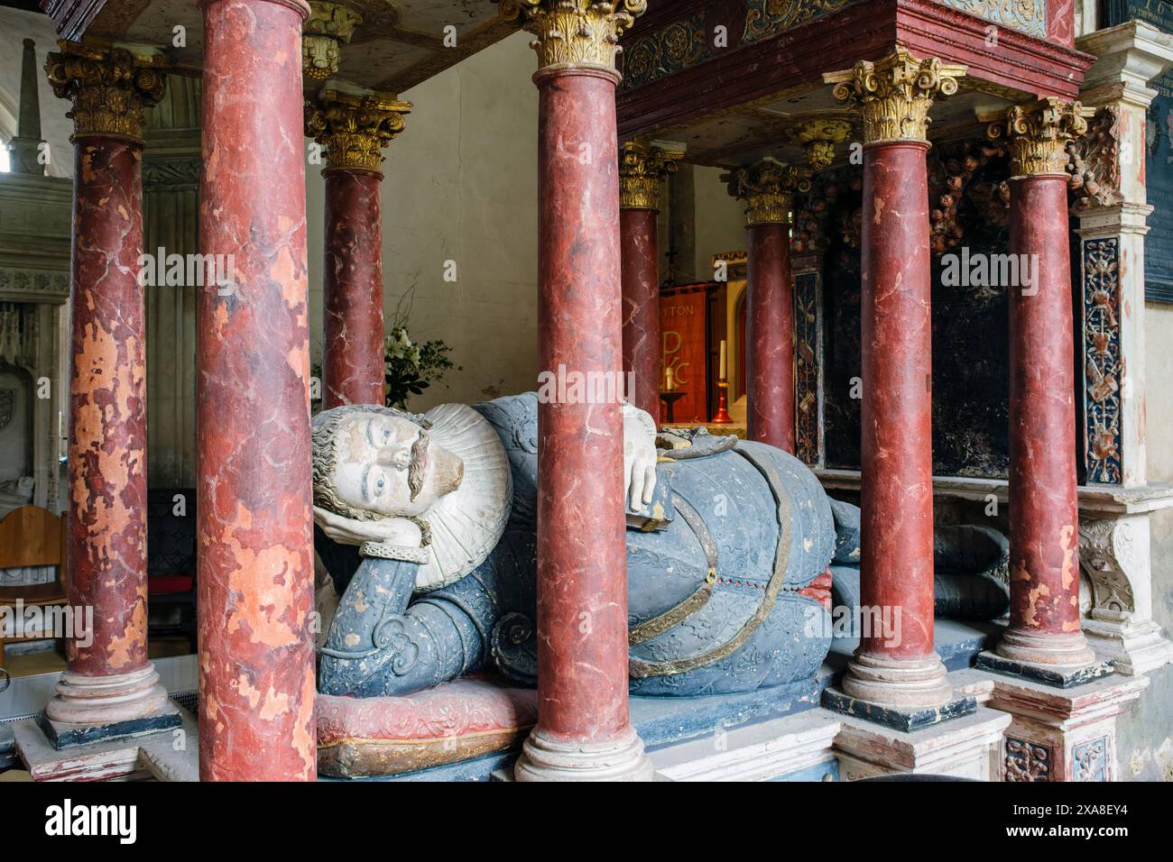 Das Grab von Sir John Pole aus dem 17. Jahrhundert, St. Andrew's Church, Colyton, Devon Stockfoto