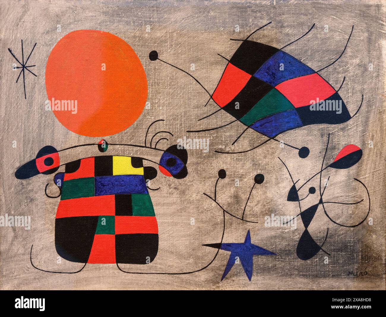 Joan Miro, 1893-1983. Gemälde, das Lächeln der extravaganten Flügel, 1953. Öl auf Leinwand. Stockfoto