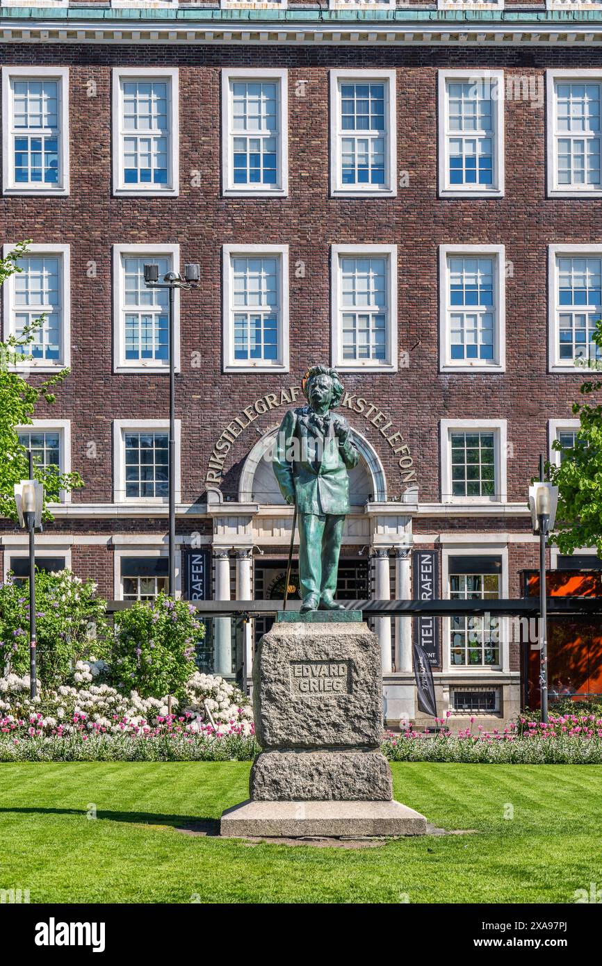 Edward Grieg Statue in Bergen, Norwegen Stockfoto