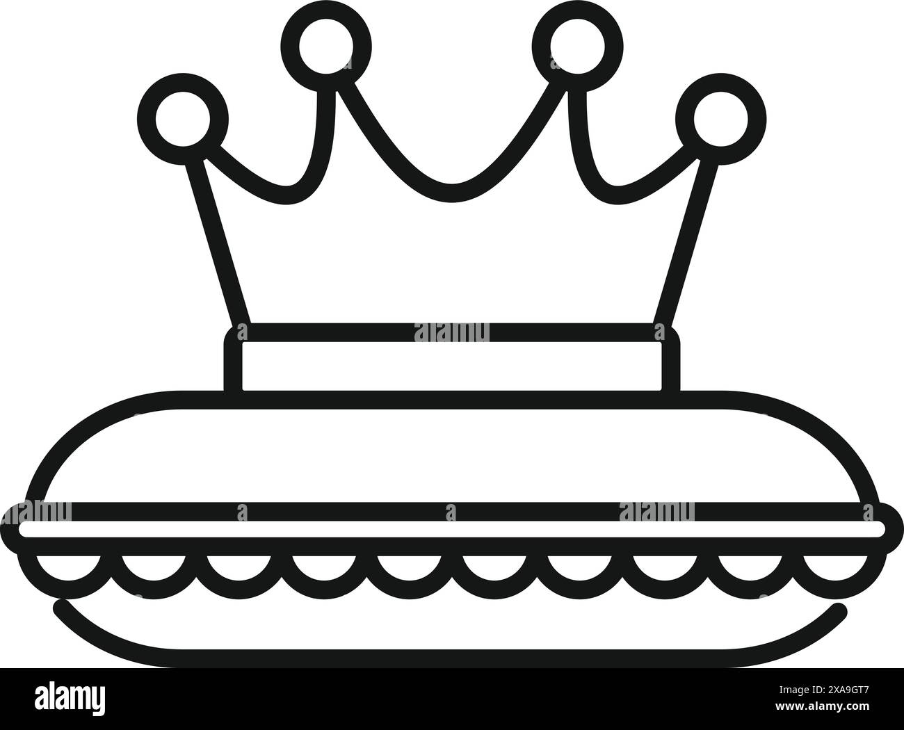 Einfache schwarz-weiße Ikone eines Sandwiches mit einer Juwelenkrone Stock Vektor