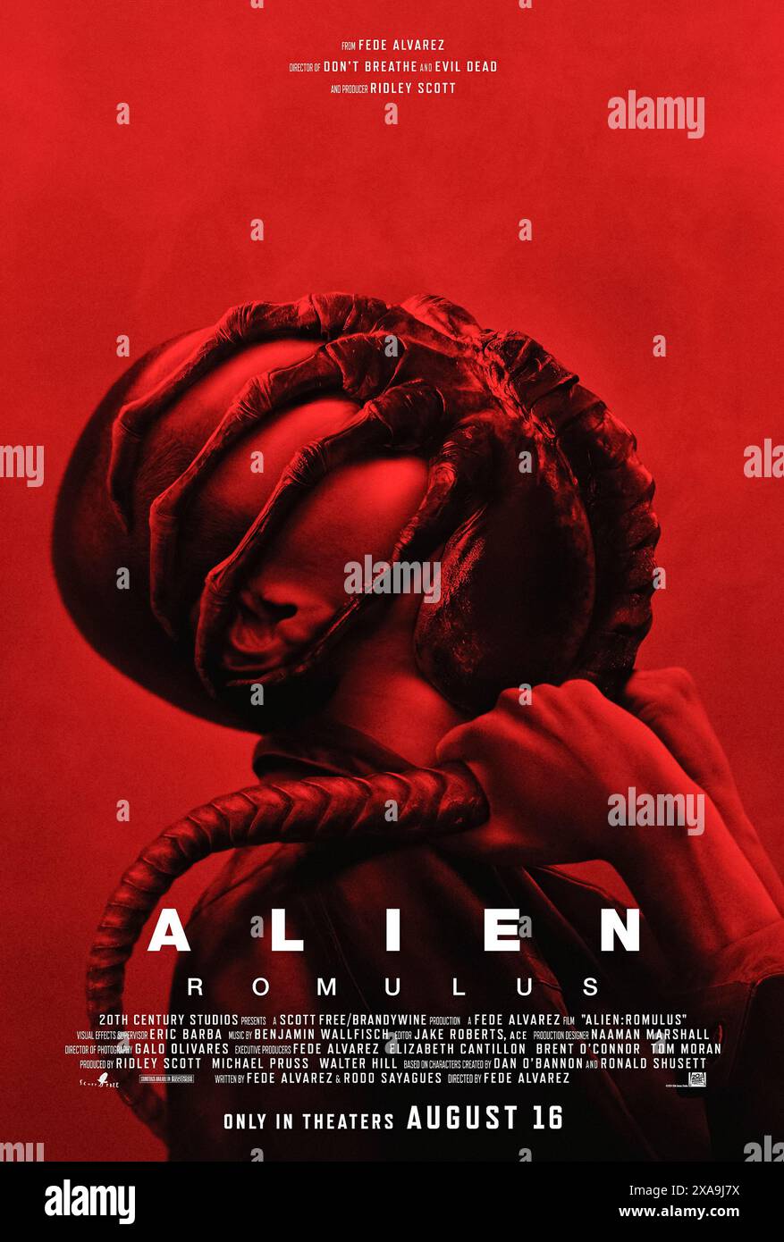 Alien: Romulus (2024) unter der Regie von Fede Alvarez mit Cailee Spaeny, Isabela Merced und Archie Renaux. Während sie die tiefen Enden einer verfallenen Raumstation durchwühlen, begegnet eine Gruppe junger Raumkolonisierer der schrecklichsten Lebensform des Universums. US-Poster mit einem Blatt ***NUR FÜR REDAKTIONELLE ZWECKE***. Quelle: BFA / 20th Century Studios Stockfoto