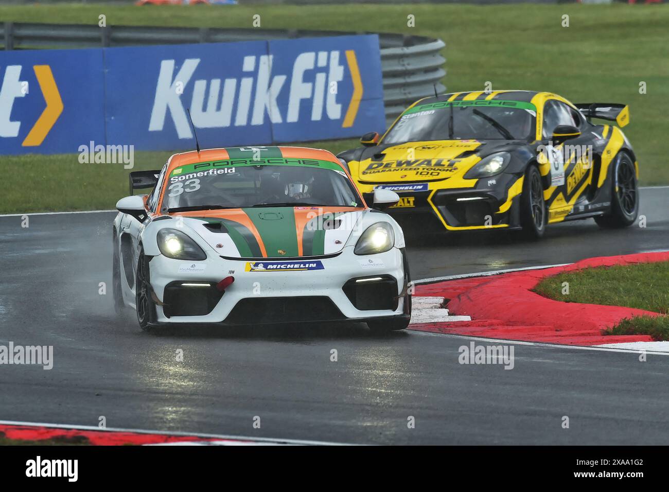 Reece Somerfield, Breakell Racing, Porsche 718 Cayman GT4 RS Clubsport, Porsche Sprint Challenge Großbritannien 2024, eine einzige Markenserie mit allen D Stockfoto