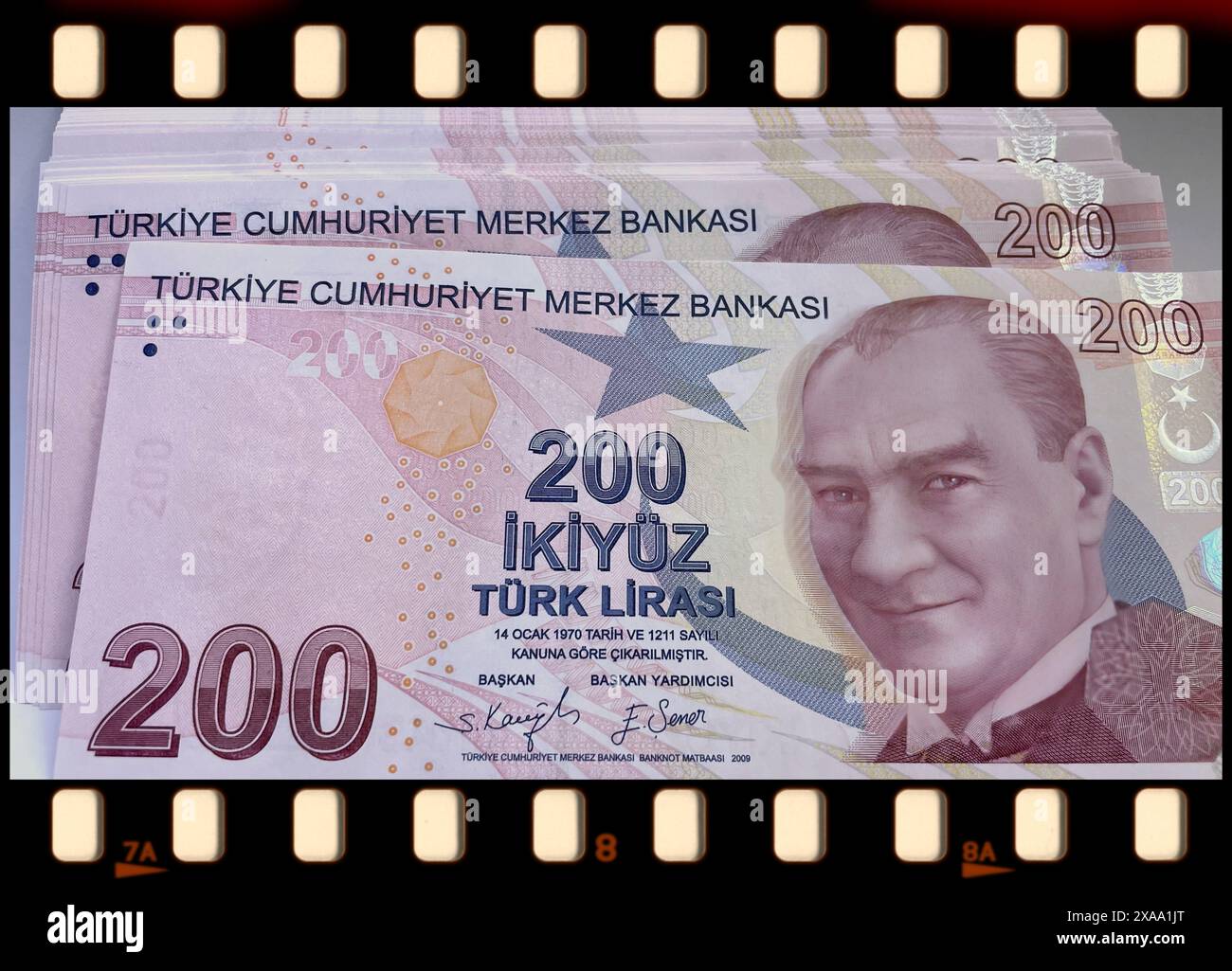 Die 200 Türkischen Lira-Banknoten. Die Eleganz der türkischen Währung Stockfoto