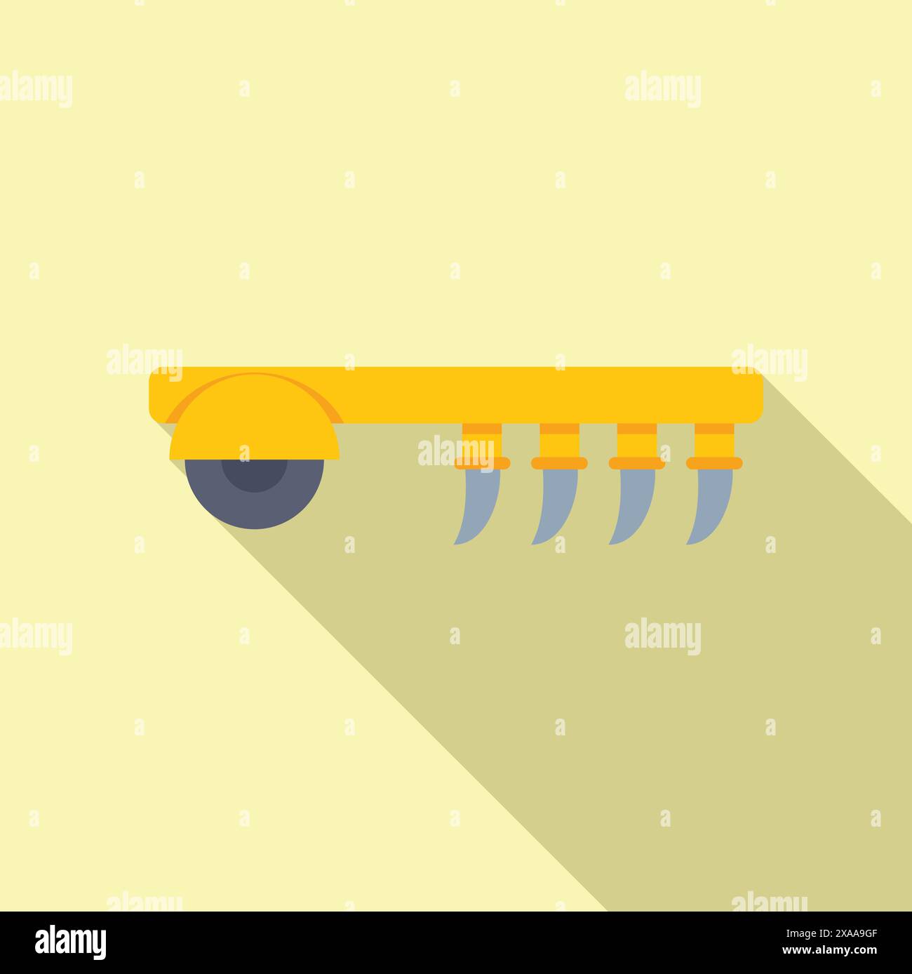 Moderne Vektorillustration einer gelben Überwachungskamera auf minimalistischem Hintergrund Stock Vektor