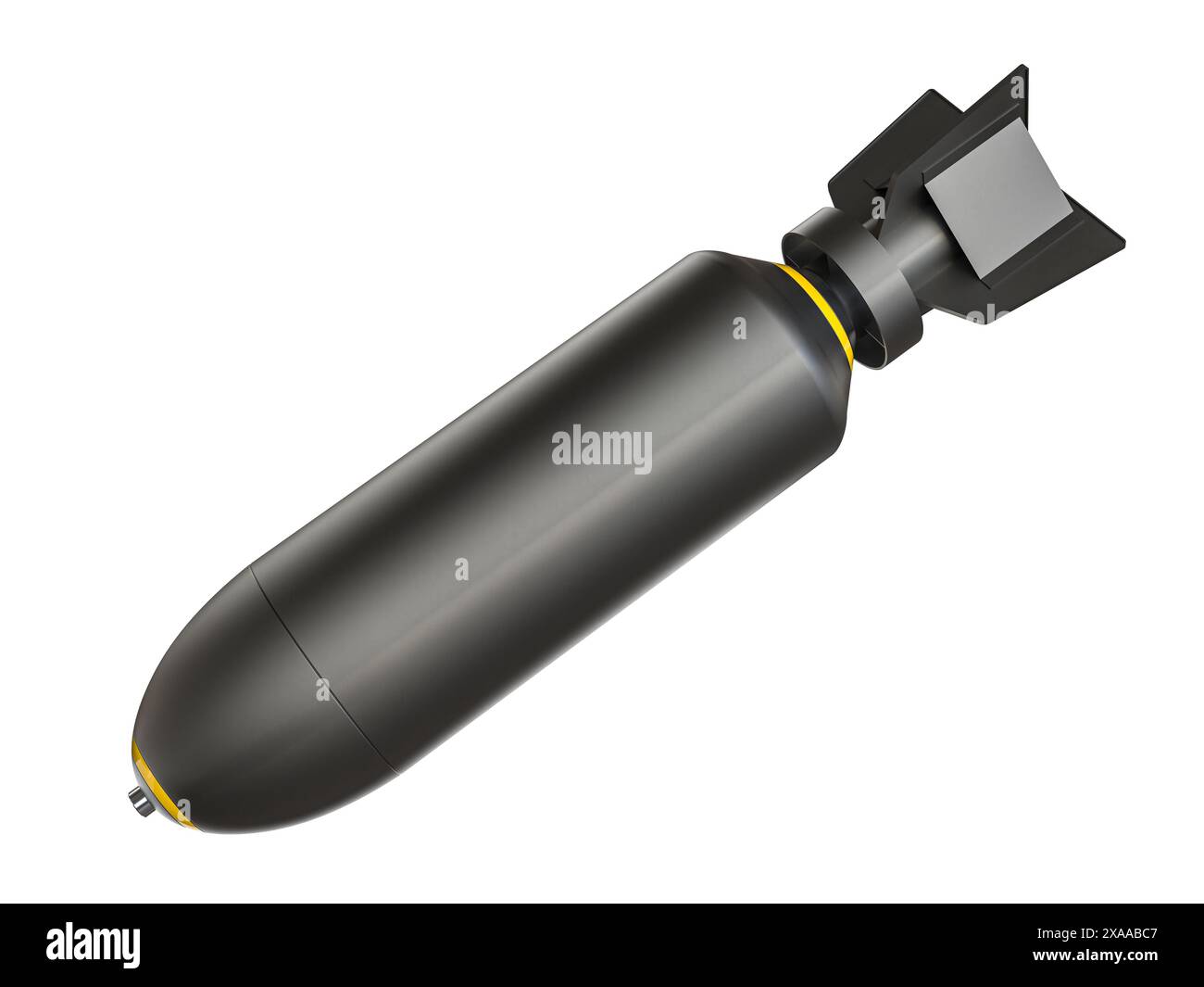 Isolierter schwarzer Metallwaffenbombe transparenter Hintergrund Stockfoto