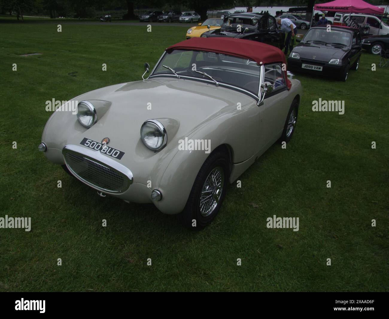 Vorderansicht eines Austin Healey Sprite Frogeye Stockfoto