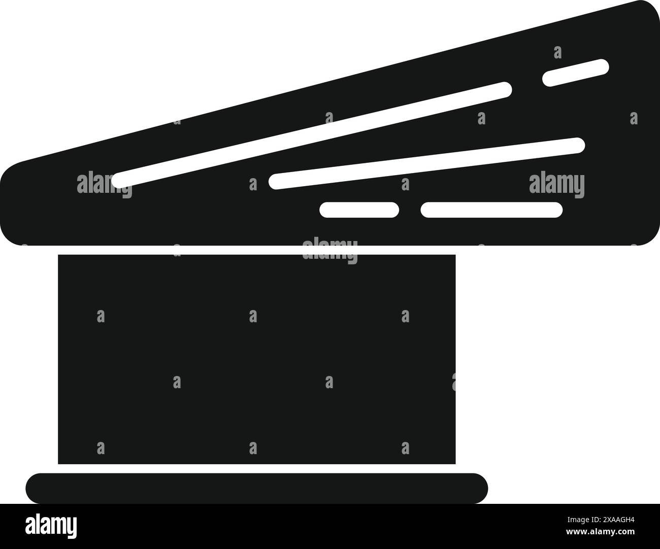 Minimalistisches Schwarz-weiß-Vektor-Klappbrett-Symbol für Film-, Kino- und Filmproduktion mit schlichtem und flachem Design. Perfekt für Multimedia-, Regisseur- und Filmsymbole Stock Vektor