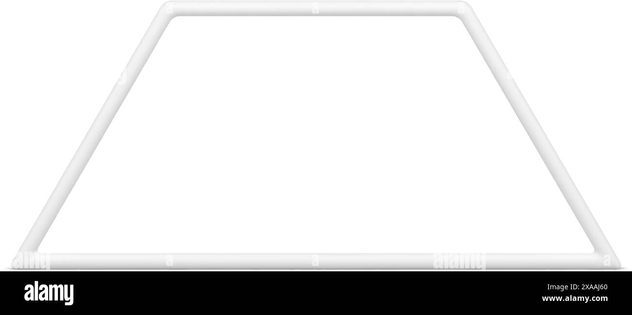 Weiße trapezförmige geometrische Eckrahmen dekoratives Design 3D Element realistische Vektorillustration. Minimalistisches Polygongeometrie-Framework Basic Foundat Stock Vektor