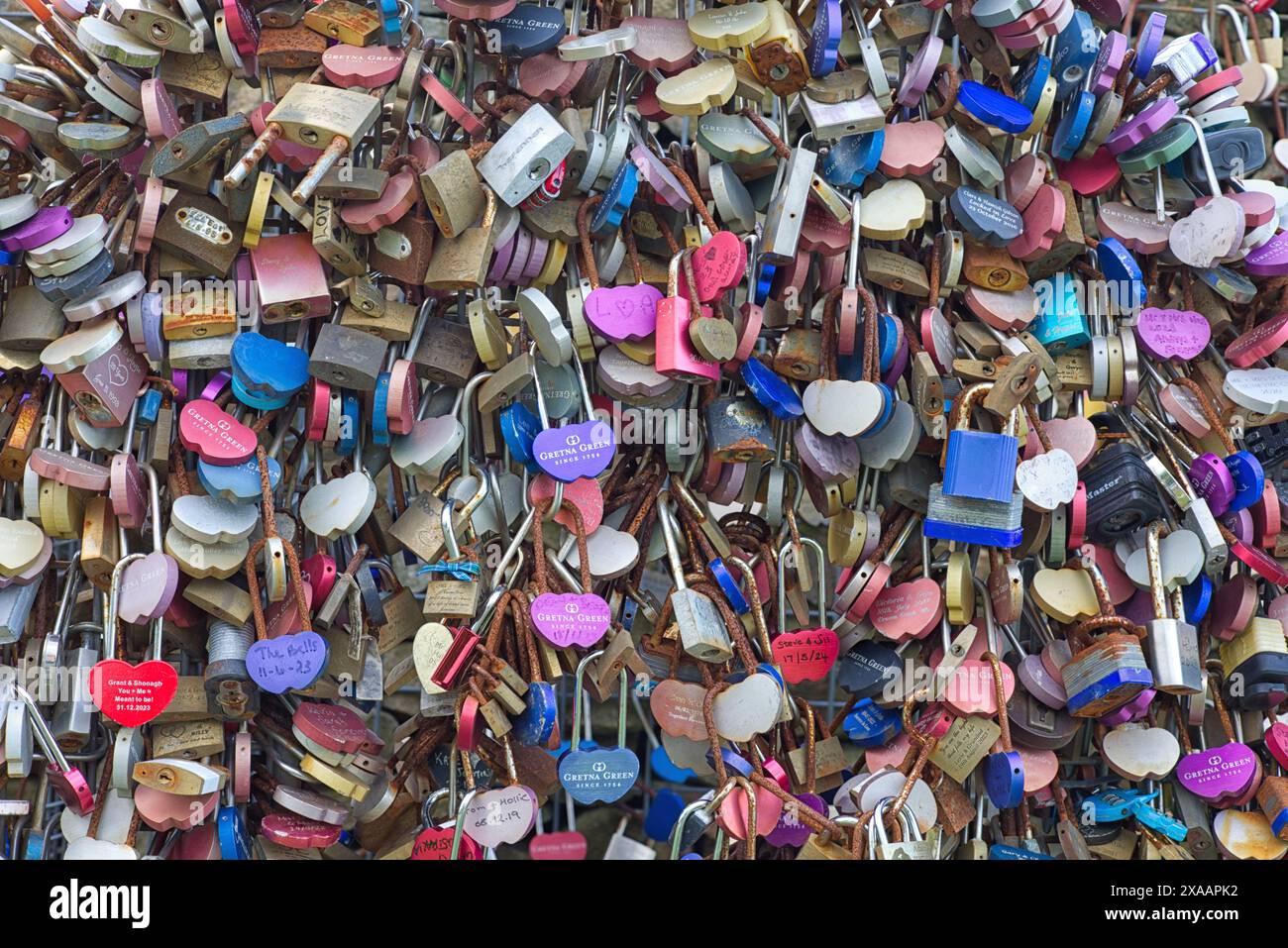 Love Locks in gretna Green Stockfoto