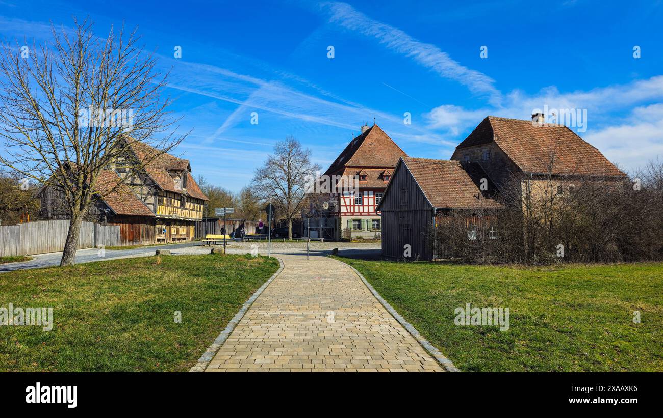 Historische Bauernhäuser im Fränkischen Freilichtmuseum Bad Windsheim, Bayern, Deutschland, Europa Stockfoto