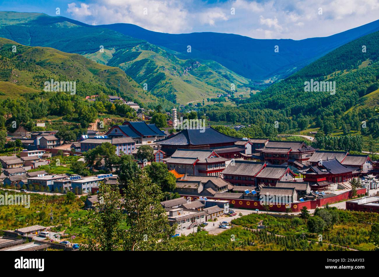 Der Klosterkomplex Wudai Shan (Mount Wutai), UNESCO-Weltkulturerbe, Shanxi, China, Asien Stockfoto