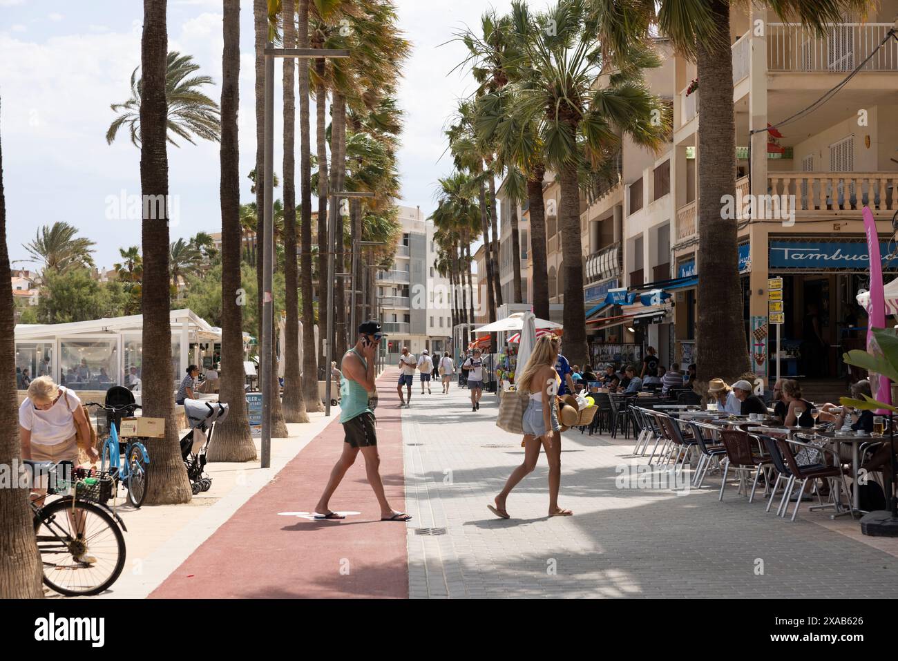 Colònia de Sant Jordi, Mallorca, wo am Samstag, den 1. Juni, Tausende von Einheimischen an einem Strandprotest gegen Massentourismus teilnehmen werden. Stockfoto