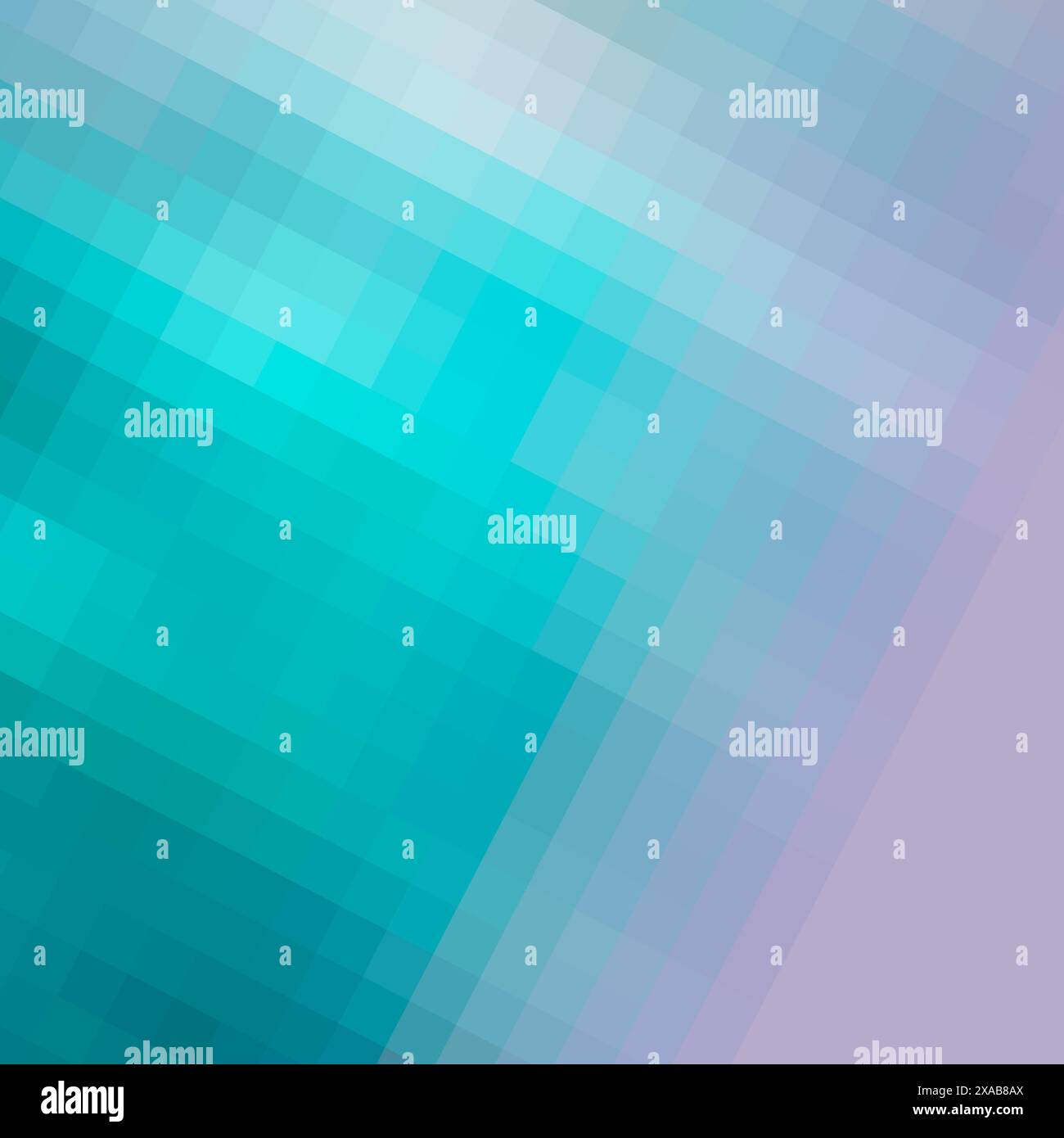 Pixelmosaikfliese. Hintergrund in Pastelltürkis und Flieder. Geometrisches Muster, Texturhintergrund. Kopierbereich. Stockfoto