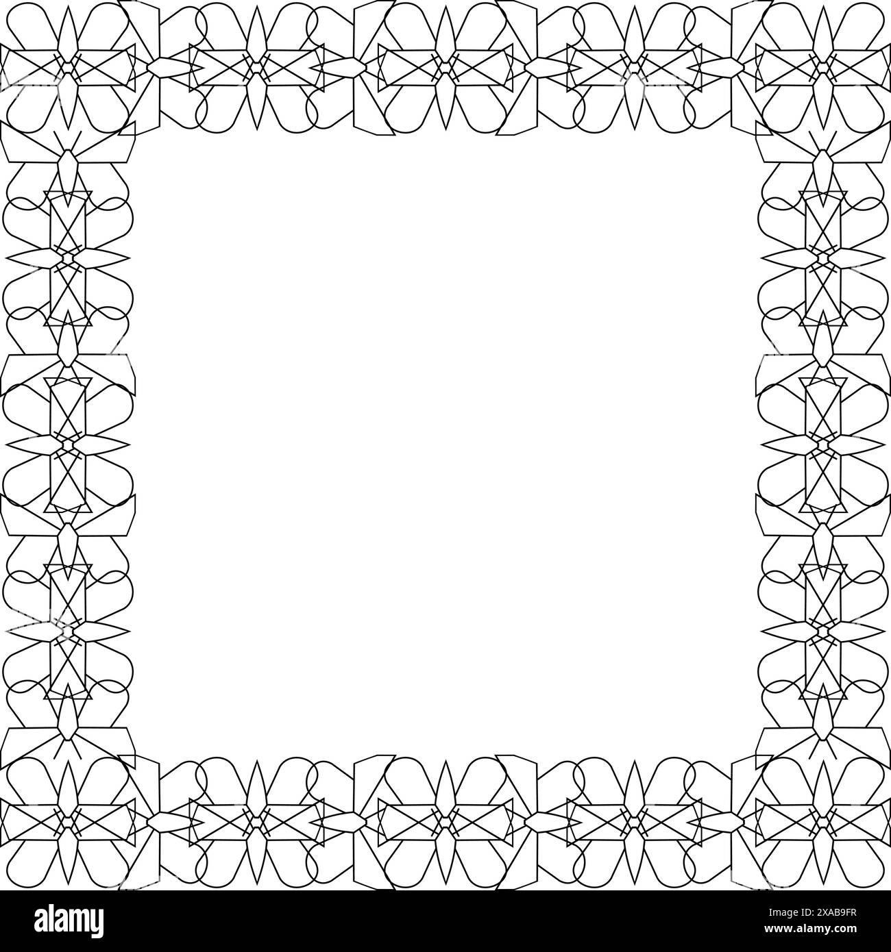 Quadratischer Rahmen von Schmetterlingsfiguren im kombinatorischen Stil auf weißem Hintergrund Stock Vektor