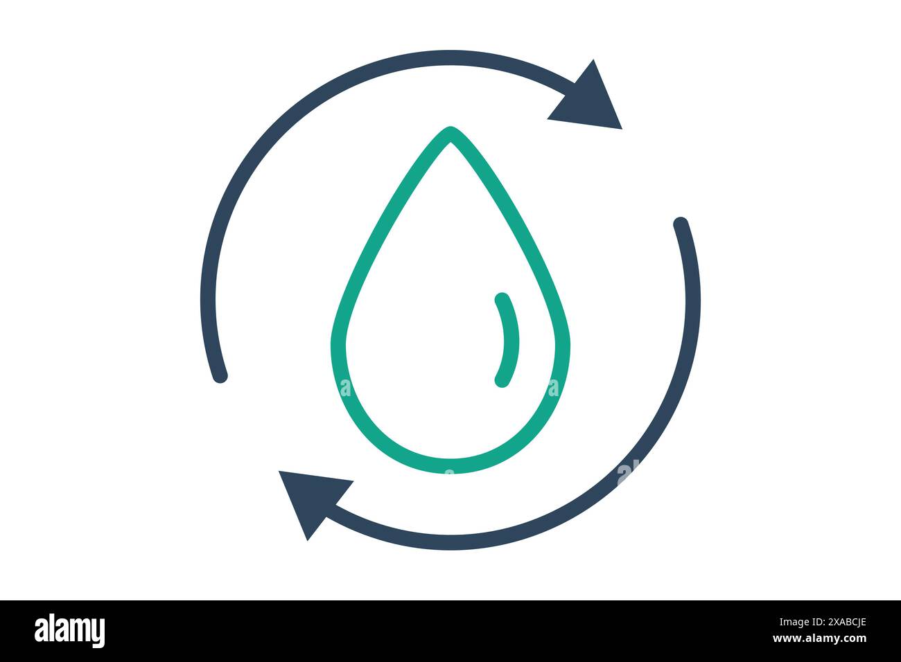 Symbol für Wasseraufbereitung. Wassertropfen mit Pfeil. Symbol für Aufreinigung. Liniensymbolstil. Vektorillustration für Wasseraufbereitungselemente Stock Vektor