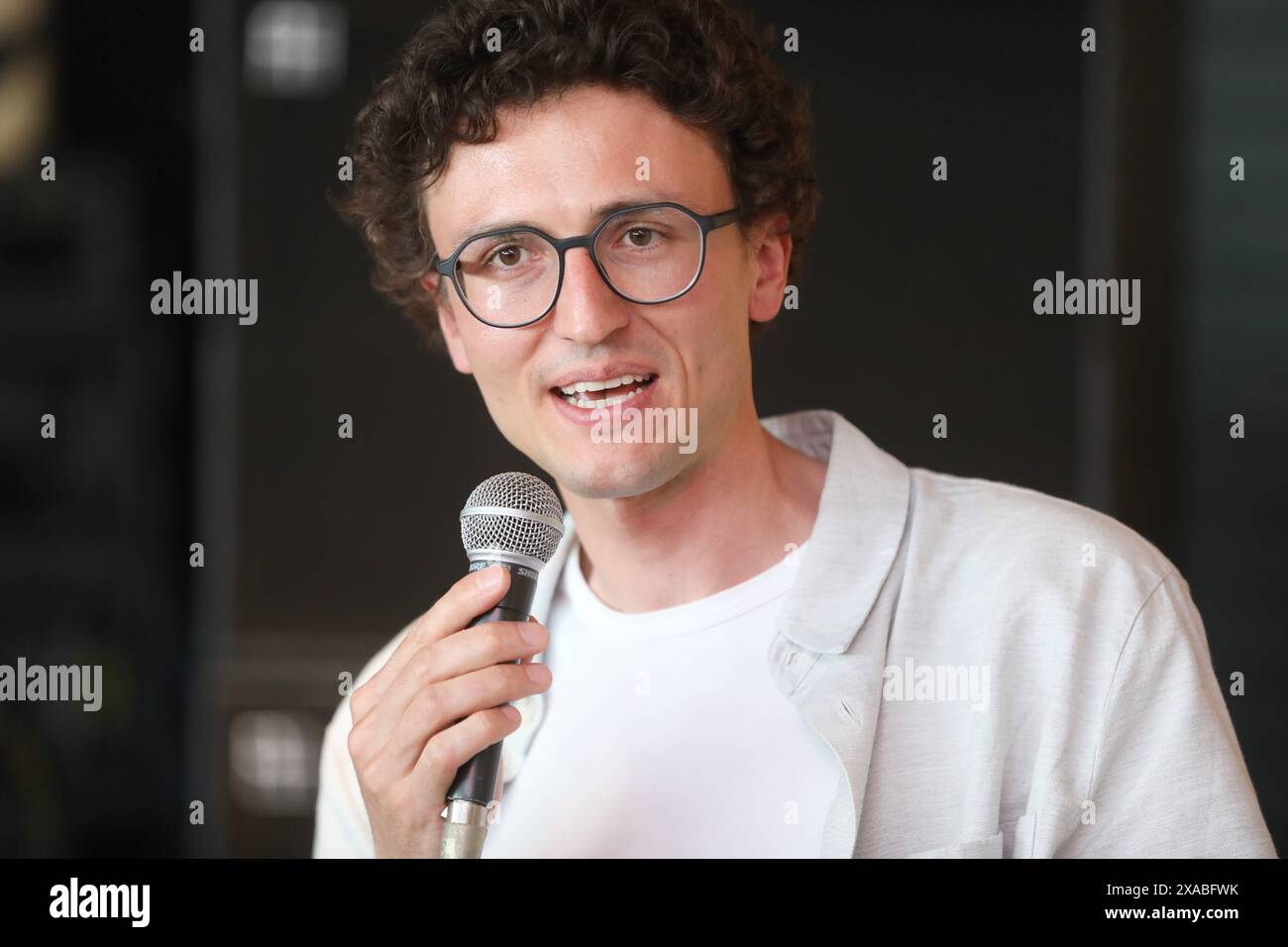 Berlin, Deutschland, 29.05.2024: Station: Digitalmesse re:publica - Tag 3: Leon Beck, Projektkoordination Abriss-Atlas Architects for Future Deutschland e.V. *** Berlin, Deutschland, 29 05 2024 Station Digital Fair re publica Day 3 Leon Beck, Projektkoordination Abriss Atlas Architects for Future Deutschland e V Copyright: XdtsxNachrichtenagenturx dts 38461 Stockfoto