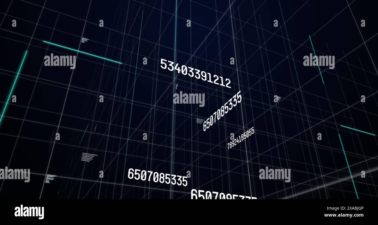 Bild der Datenverarbeitung auf schwarzem Hintergrund Stockfoto