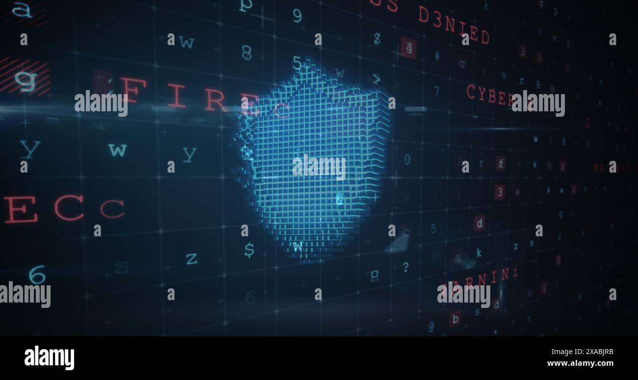 Abbildung: Warnung vor Cyberangriffen über Online-Sicherheitsschild Stockfoto