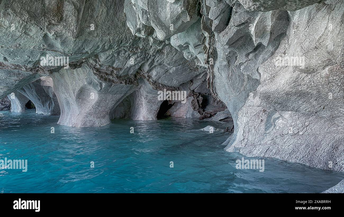 Marmorhöhlen im General Carrera Lake, chilenisches Patagonien Stockfoto