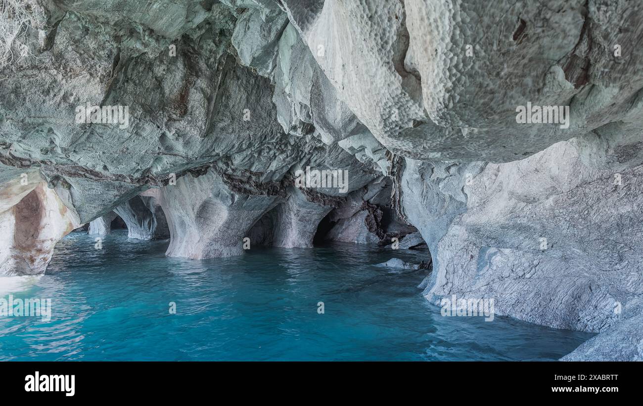 Marmorhöhlen im General Carrera Lake, chilenisches Patagonien Stockfoto