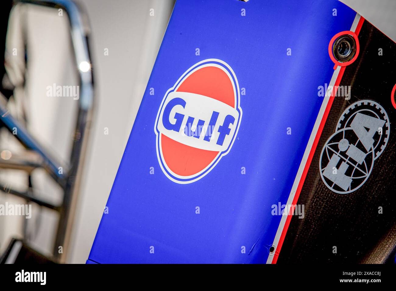 Pitlane – Golf- und FIA-Logos auf Williams Racing nosecone während des Formel 1 AWS Grand Prix du Canada 2024, Montreal, Quebec, Kanada, vom 6. Bis 9. Juni - Rang 9 von 24 der F1-Weltmeisterschaft 2024 Stockfoto