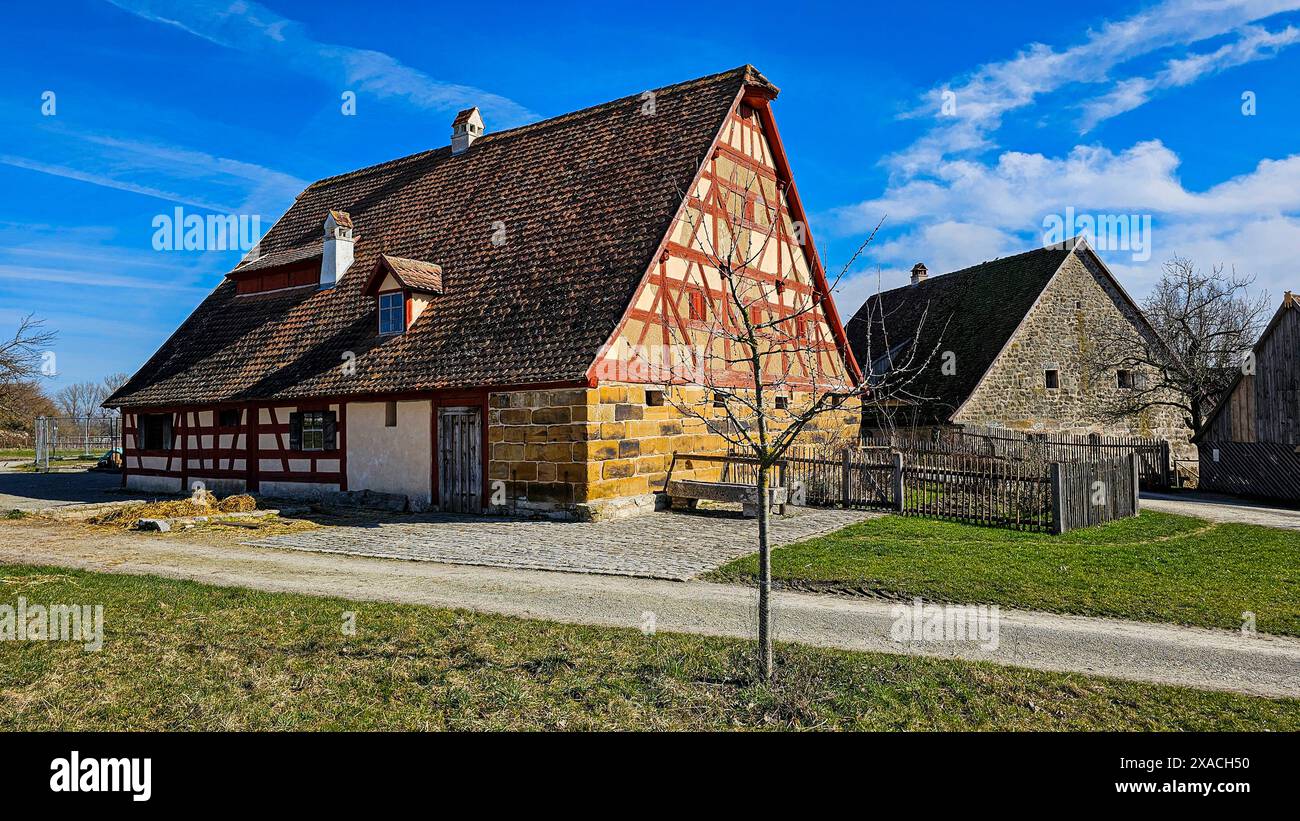 Historische Bauernhäuser im Fränkischen Freilichtmuseum Bad Windsheim, Bayern, Deutschland, Europa Copyright: MichaelxRunkel 1184-11344 Stockfoto