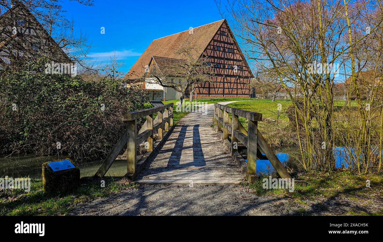 Historische Bauernhäuser im Fränkischen Freilichtmuseum Bad Windsheim, Bayern, Deutschland, Europa Copyright: MichaelxRunkel 1184-11358 Stockfoto