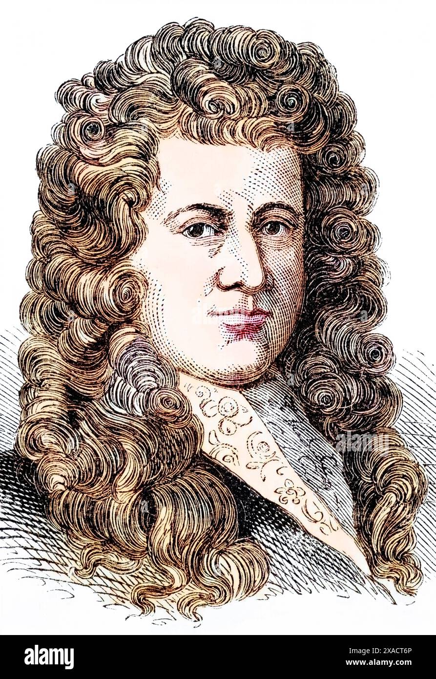 Samuel Pepys [pi?ps] (geb. 23. Februar 1633 in London. 26. Mai 1703 in Clapham bei London) war Staatssekretär im englischen Marineamt, Präsident der Royal Society und Abgeordneter des englischen Unterhauses, Historisch, digital restaurierte Reproduktion von einer Vorlage aus dem 19. Jahrhundert, Datum nicht angegeben, Stockfoto