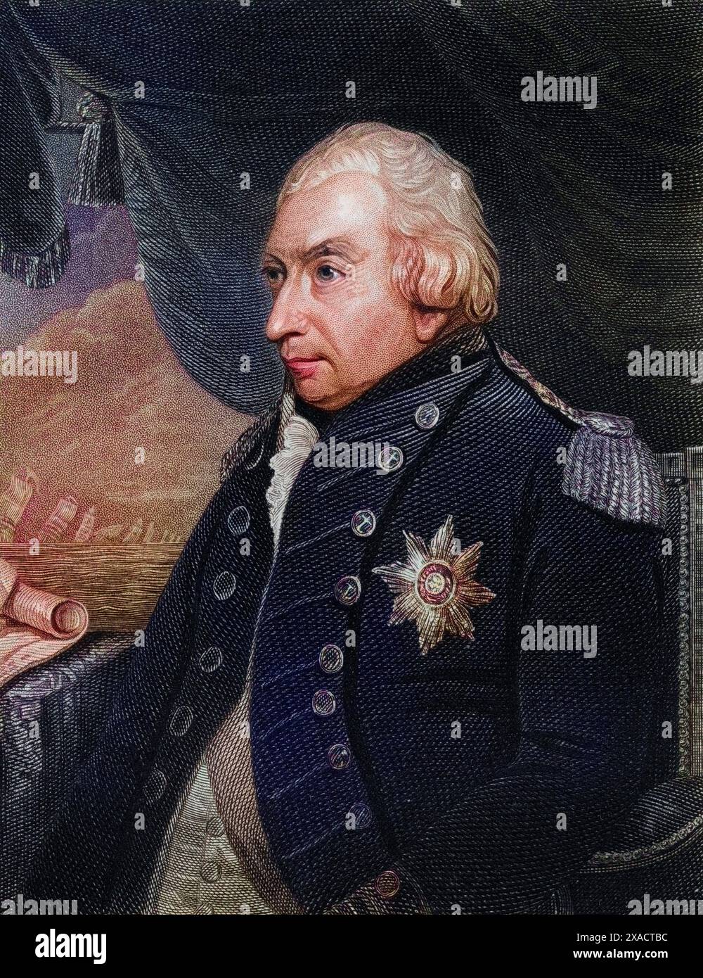 John Jervis, 1. Earl of St. Vincent, GCB PC (geb. 9. Januar 1735 in Meaford Hall, Staffordshire, gest. 14. März 1823 in Rochetts) war ein britischer Admiral, Historisch, digital restaurierte Reproduktion von einer Vorlage aus dem 19. Jahrhundert, Datum nicht angegeben Stockfoto