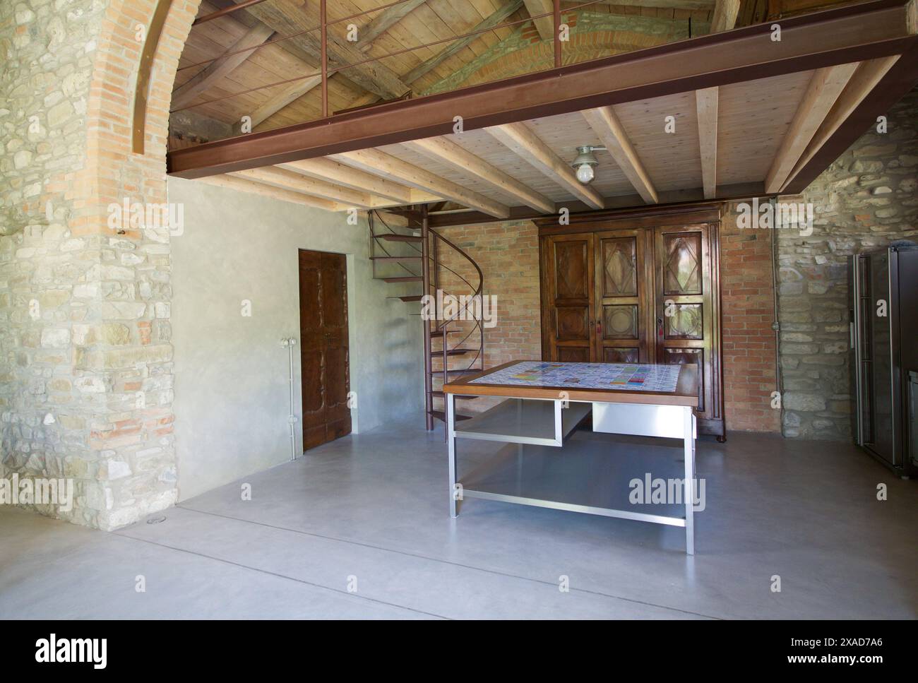 Innenräume des Loft in emilia romagna, Küche Stockfoto
