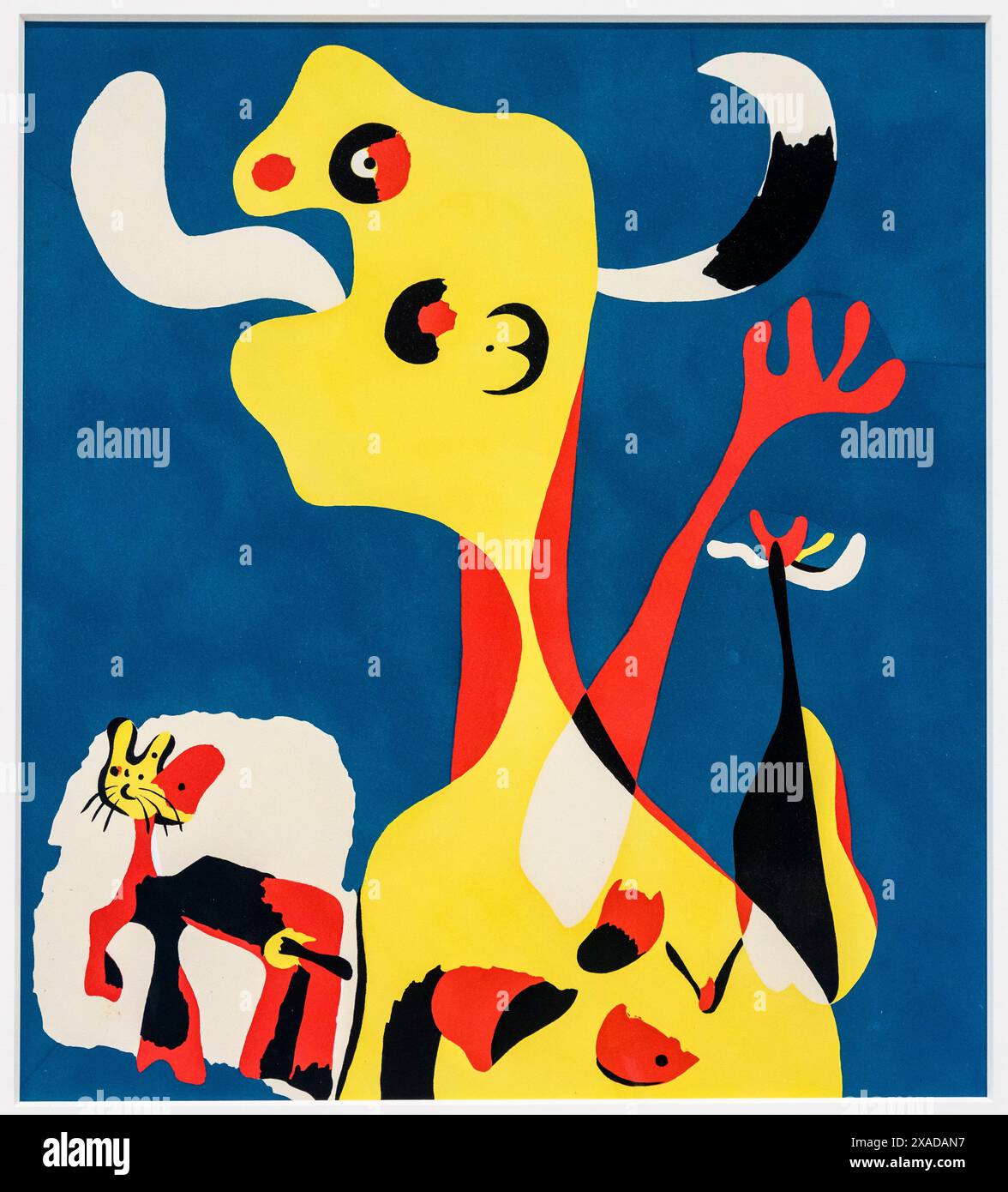 Joan Miro (1893–1983) Frau und Hund vor dem Mond, 1935. Schablone auf Papier Stockfoto