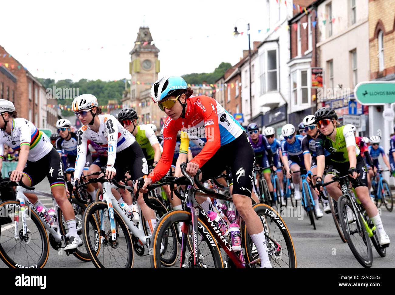 Christine Majerus vom Team SD-Worx - ProTime in Aktion zu Beginn der ersten Etappe der Lloyds Bank Women Tour of Britain 2024 von Welshpool nach Llandudno. Bilddatum: Donnerstag, 6. Juni 2024. Stockfoto